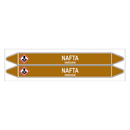 Značení potrubí, nafta,2 ks, 450 × 52 mm